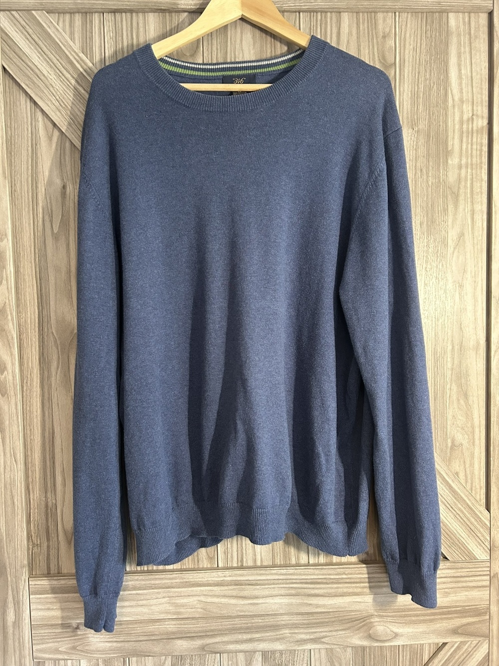 Brooks Brothers 346 Blue Cotton Cashmere Crewneck Sweater Mens XL